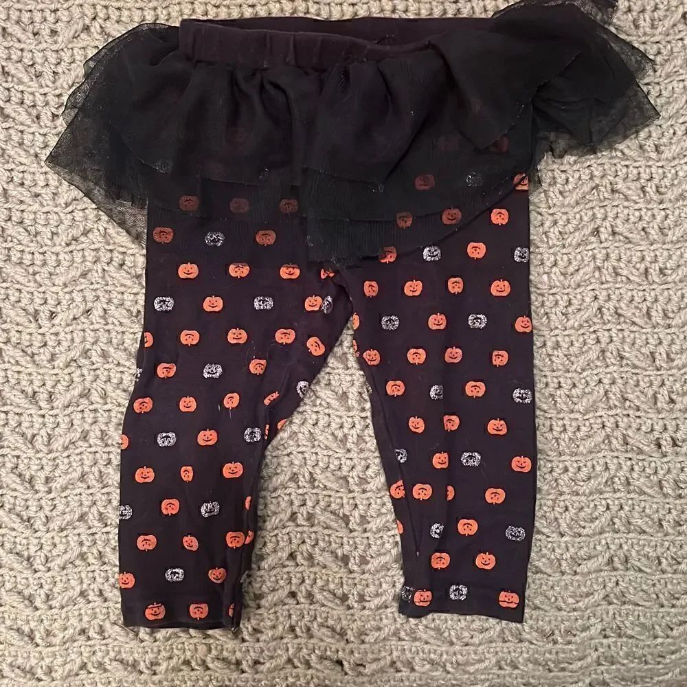 Girls Pumpkin Leggings with Tutu